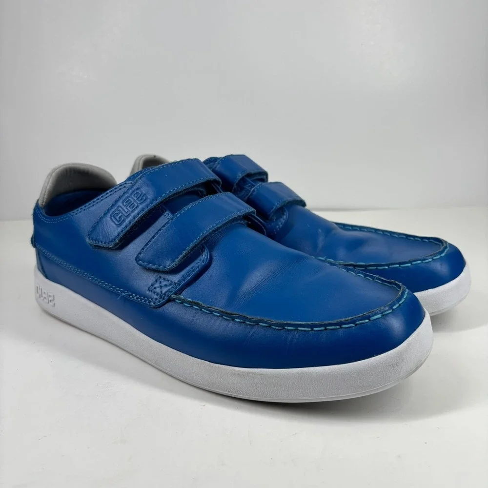 CLAE Cousteau Men's 12 Royal Blue Leather Double-Strap Moc-Toe Boat Shoe Sneaker